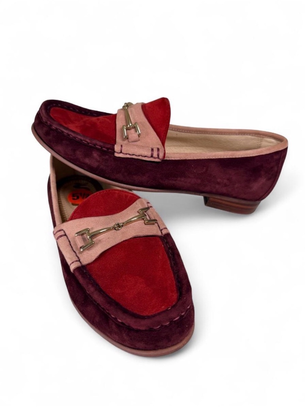 Sam Edelman Women's Three-Tone Suede Loafers in Berry, Blush, & Red